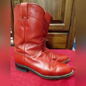 Vintage Justin L3055 Red Leather Roper Western Cowboy Boots - Women's Size 7AA